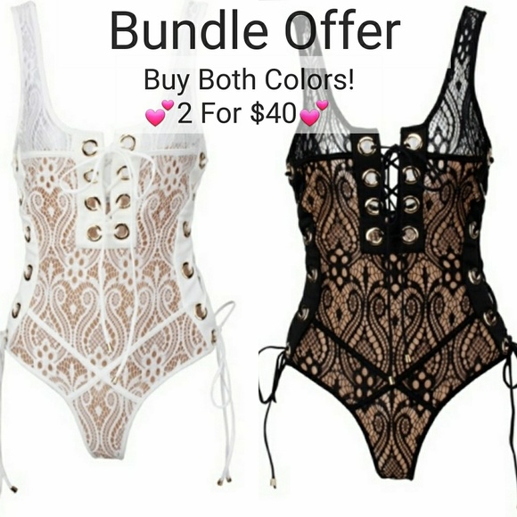 💲Last Large • Lace Up Bodysuit | Black - Picture 4 of 5